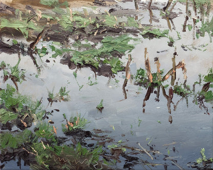 Meinel, Mathias, Pfütze IV, 24 x 30cm, Öl auf Leinw., 2025