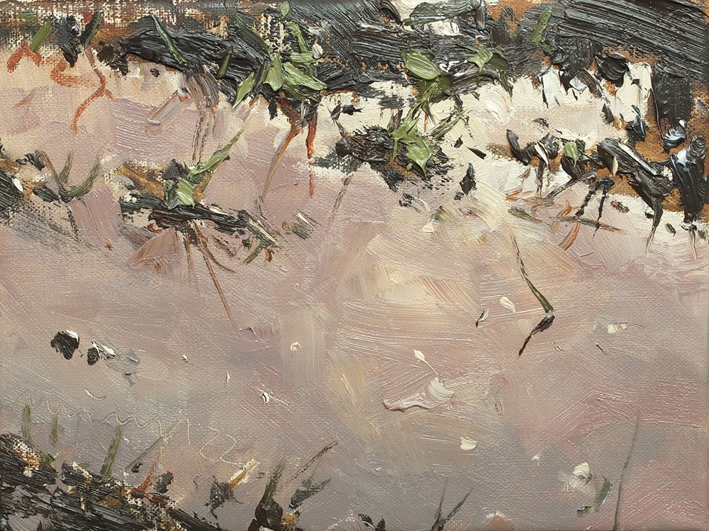 Meinel, Mathias, Pfütze im Abendlicht II, 18x24cm, Öl auf Leinw., 2022