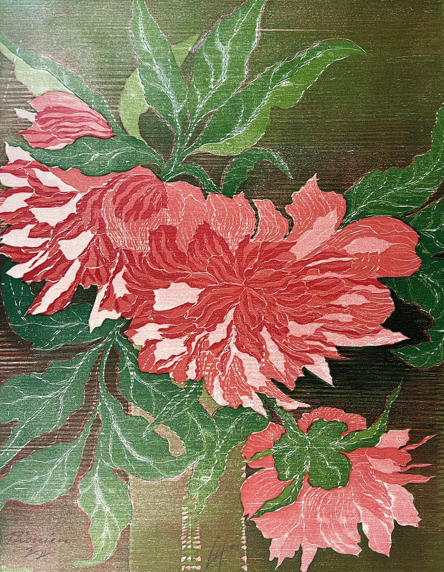 Hermanns, Gerhard, Päonien, 44 x 34,2cm, 2/2, Holzschnitt, 2003