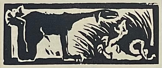 Nolde, Emil, Phantastische Tierwesen, 4,2 x 10,7cm, Holzschnitt, 1910