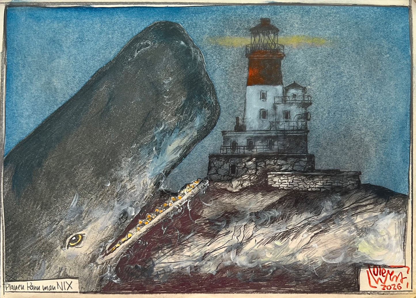 West, Ole, Planen kann man NIX, 21 x 29,7cm, col. Zeichnung, 2026