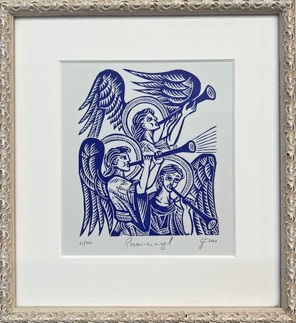 Zwirnmann, Katja, Posaunenengel/Kleines Pandämonium, 22,5 x 16,5cm, 62/100, Linolschnitt, 2020
