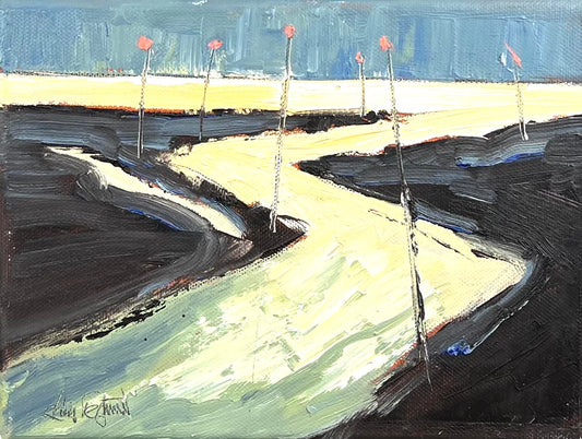 Tegtmeier, Claus, Priel und Zeichen III, 18 x 24cm, Öl auf Leinwand