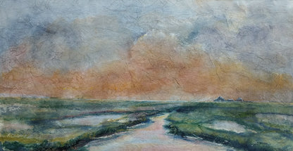 Radeloff, Jens, Abendhimmel, Aquarell auf Japan, ca. 33 x 62 cm