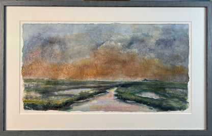 Radeloff, Jens, Abendhimmel, Aquarell auf Japan, ca. 33 x 62 cm