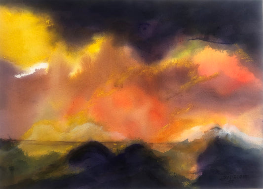 Radeloff, Jens, Abstrakte Landschaft III, 2018, Aquarell auf Japanpapier, 37 x 51 cm