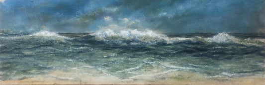 Radeloff, Jens, Brandung, Aquarell auf Japanpapier, 30 x 90 cm
