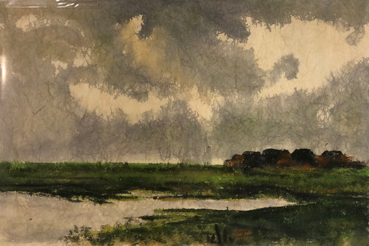 Radeloff, Jens, Friesische Landschaft I, Aquarell auf Japanpapier, 60 x 90 cm