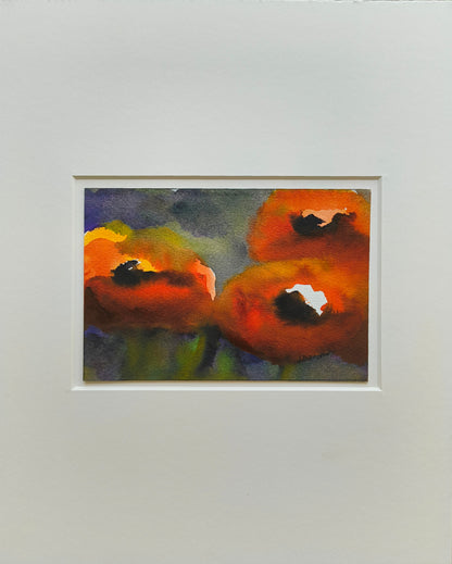 Radeloff, Jens, Mohnblumen, 10 x 15cm, Aquarell auf Japanpaier, kleines Format