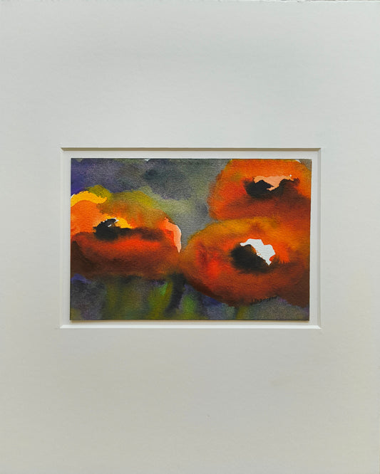 Radeloff, Jens, Mohnblumen, 10 x 15cm, Aquarell auf Japanpaier, kleines Format