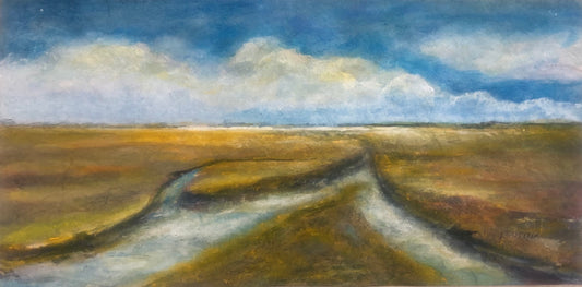 Radeloff, Jens, Priele in den Salzwiesen, Aquarell auf Japanpapier, 30 x 60 cm