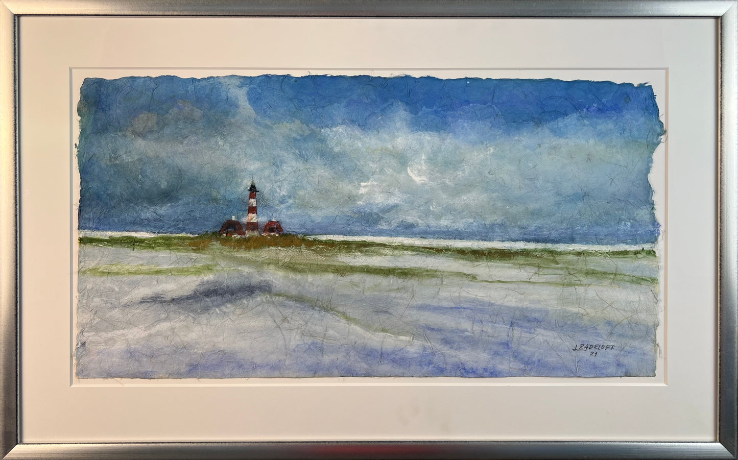 Radeloff, Jens, Westerhevermorgen, Aquarell auf Japanpapier, 30 x 60 cm