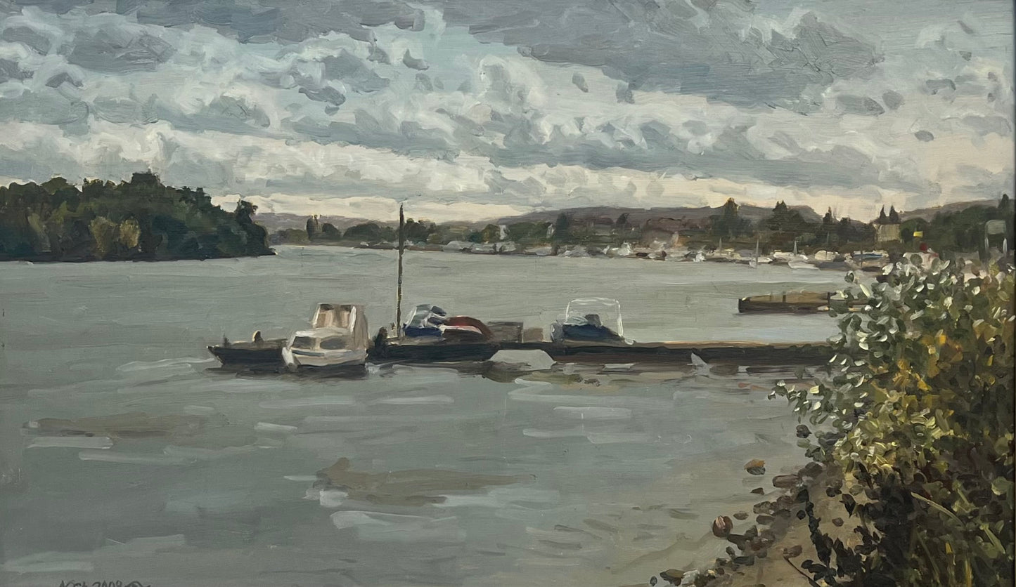 Störtenbecker, Nikolaus, Rhein bei Wiesbaden,  51 x 31cm, Öl auf Leinwand, 2008