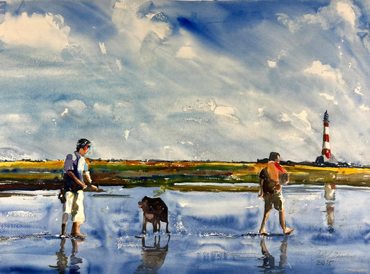 Rhodius, Detlef, Vor Westerhever, 55 x 74,5cm, Aquarell, 2015