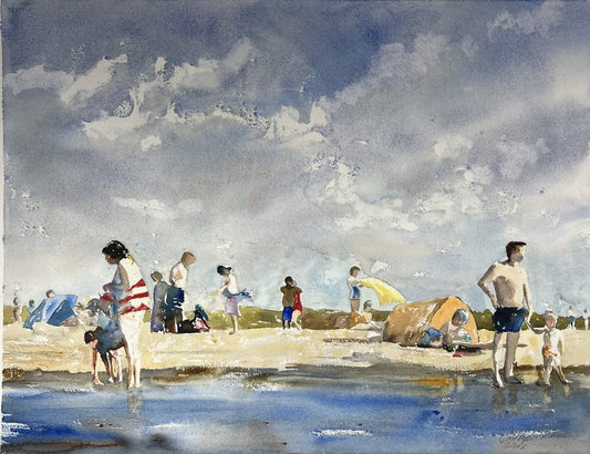 Rhodius, Detlef, Am Strand, 56 x 73cm, Aquarell, 2016