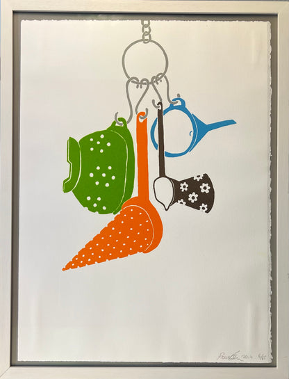 Eken, Rose, Komposition mit orangem Sieb, 57 x 42cm, 6/65, Lithografie