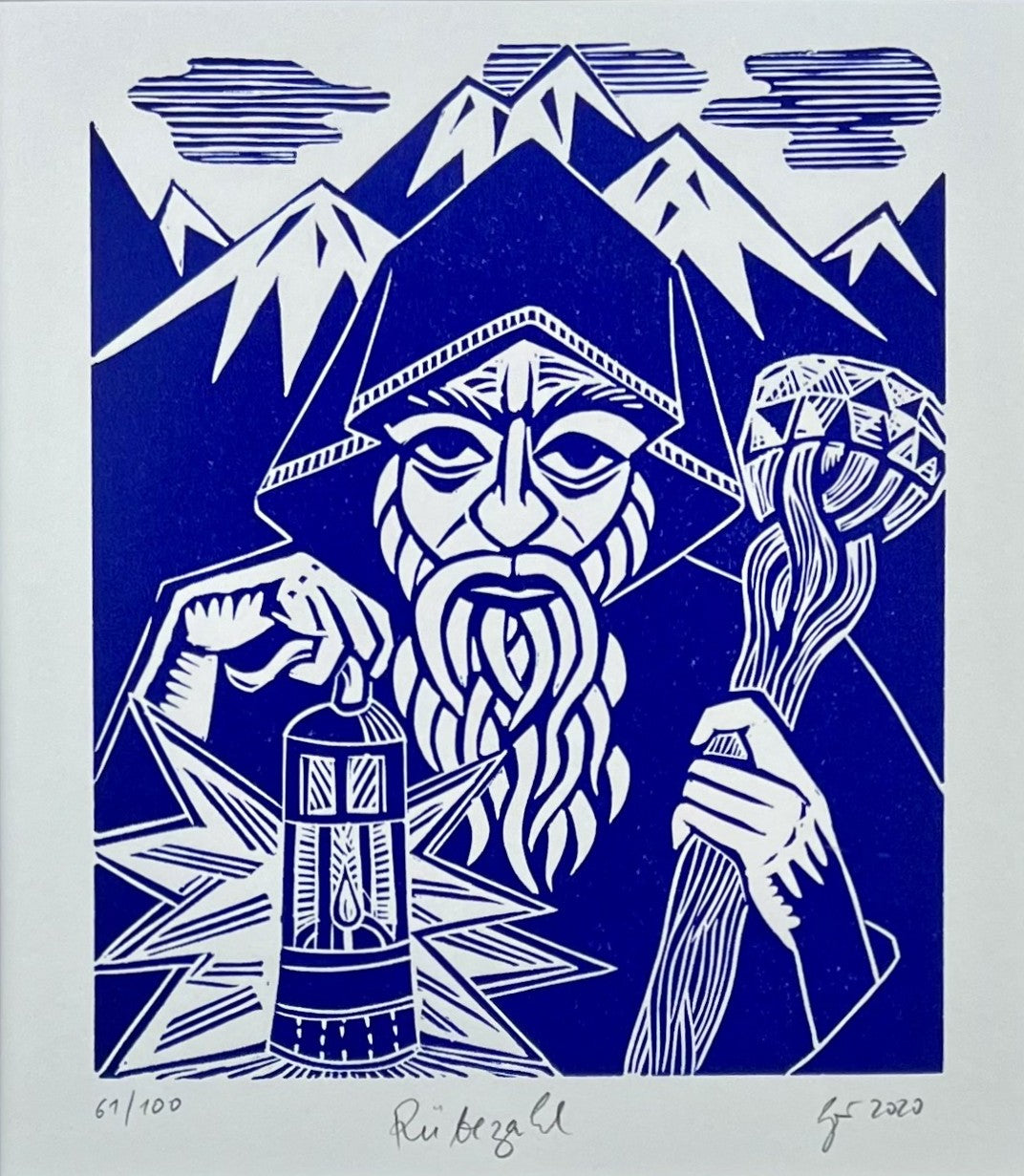 Zwirnmann, Katja, Rübezahl/Kleines Pandämonium, 22,5 x 16,5cm, 61/100, Linolschnitt, 2020