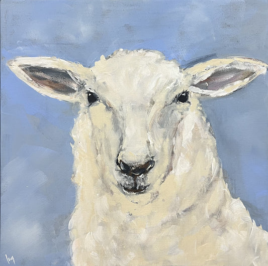 Ramm, Ines, Schaf "Flora", 50 x 50, Acrylgemälde