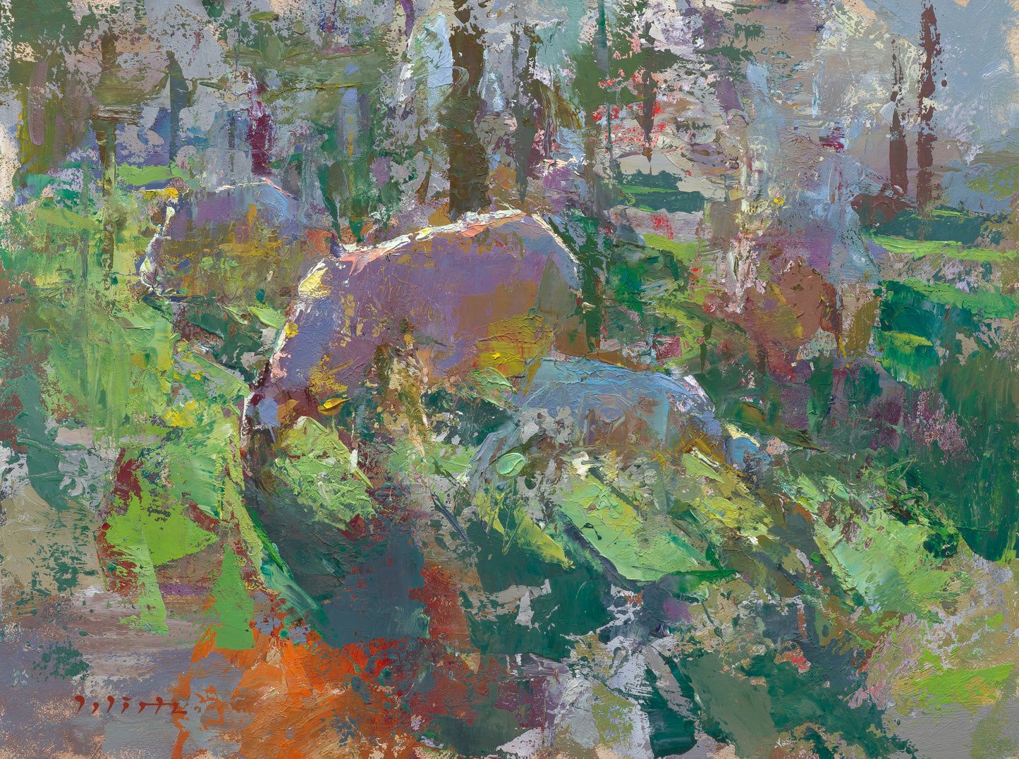 Wirtz, Björn, Schafe im Gegenlicht, 30 x 40cm, Ölgemälde