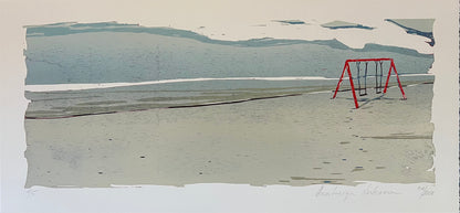 Nesterova, Anastasiya, Schaukel am Strand,  27 x 67cm, 1/5, Holzschnitt