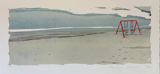 Nesterova, Anastasiya, Schaukel am Strand,  27 x 67cm, 1/5, Holzschnitt