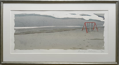 Nesterova, Anastasiya, Schaukel am Strand,  27 x 67cm, 1/5, Holzschnitt