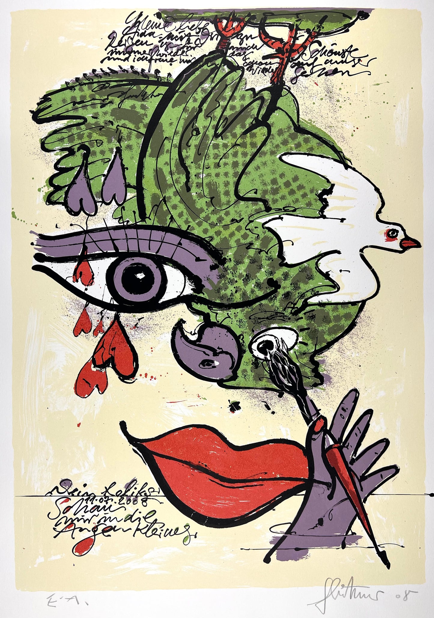 Büttner, Feliks, Schau mir in die Augen, 64 x 46cm, e.a., Siebdruck, 2008