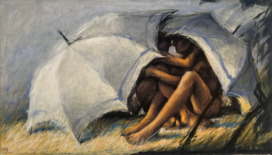 Wever, Peter, Schirme im Gras, 40 x 70cm, e.a., Radierung