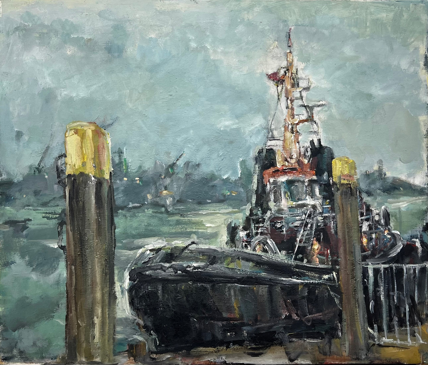 Thiessen, Vivien, Schlepper (abends), 55 x 65cm, Ölgemälde