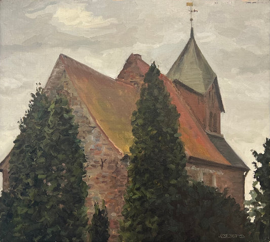Störtenbecker, Nikolaus, Schobüll Kirche, 2007, Öl auf Leinwand, 45x40cm