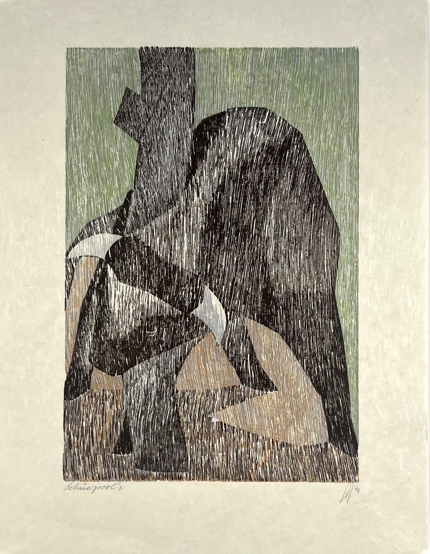 Hermanns, Gerhard, Schüerpool, Bulle, 30 x 20,5cm, I/X, Holzschnitt, 1979