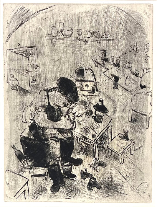 Chagall, Marc, Maxime Teliatnikov, savetier (Schuhflicker), 28,5 x 21,5cm, Radierung, 1948