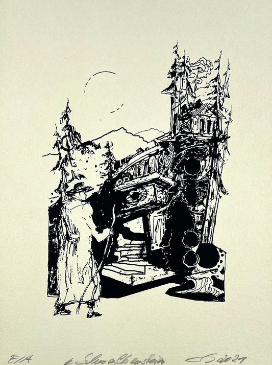 Schult, Frank, Schwalbenstein, 28 x 21cm, e.a.,Siebdruck, 2021