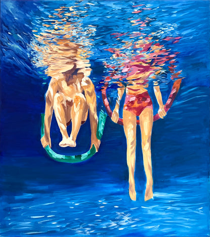 Linnenbrink, Peter, Seepferdchen I+II, 90 x 80cm, Öl auf Leinwand, Diptychon