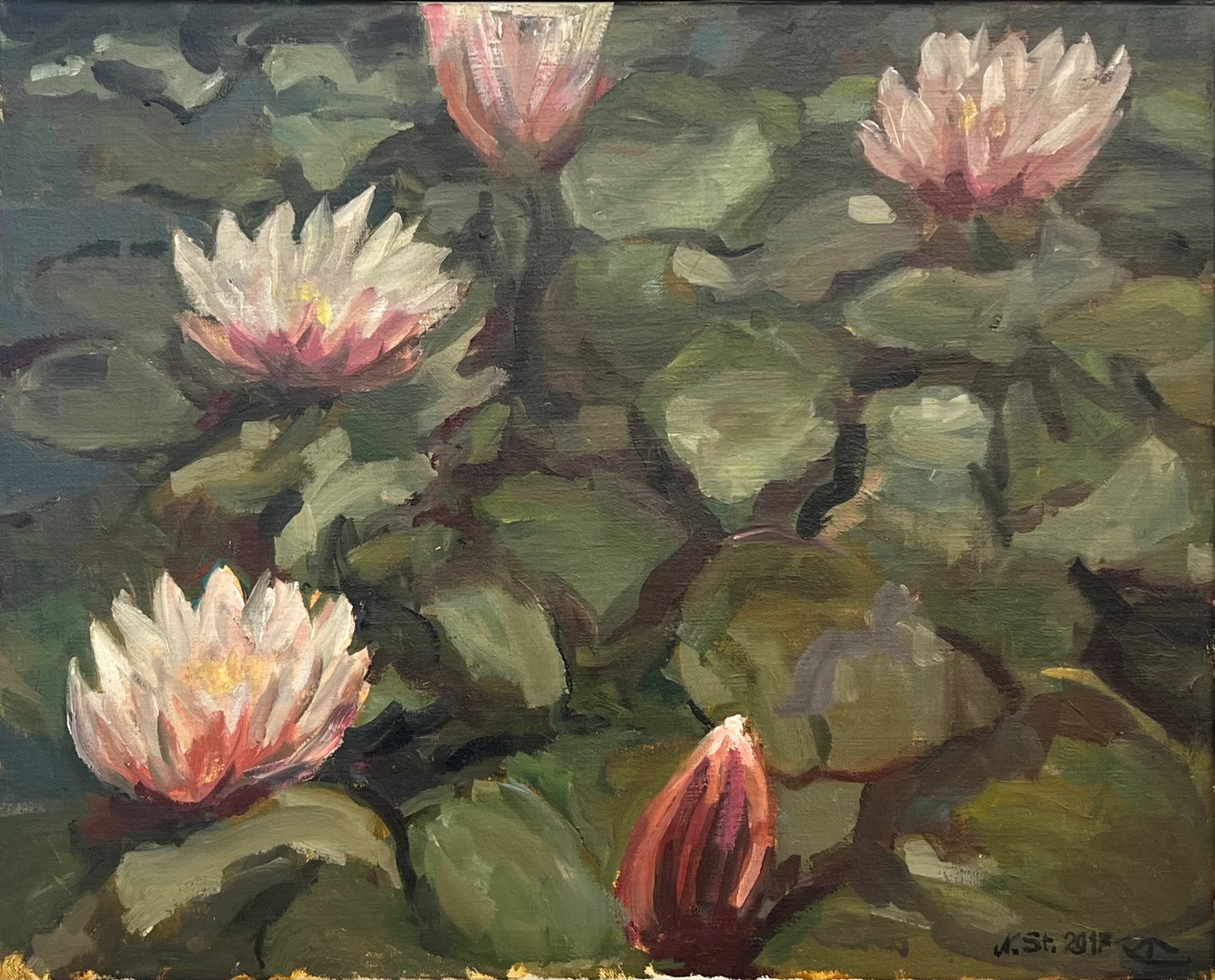 Störtenbecker, Nikolaus, Seerosen, 2017, Öl auf Leinwand, 40 x 50 cm