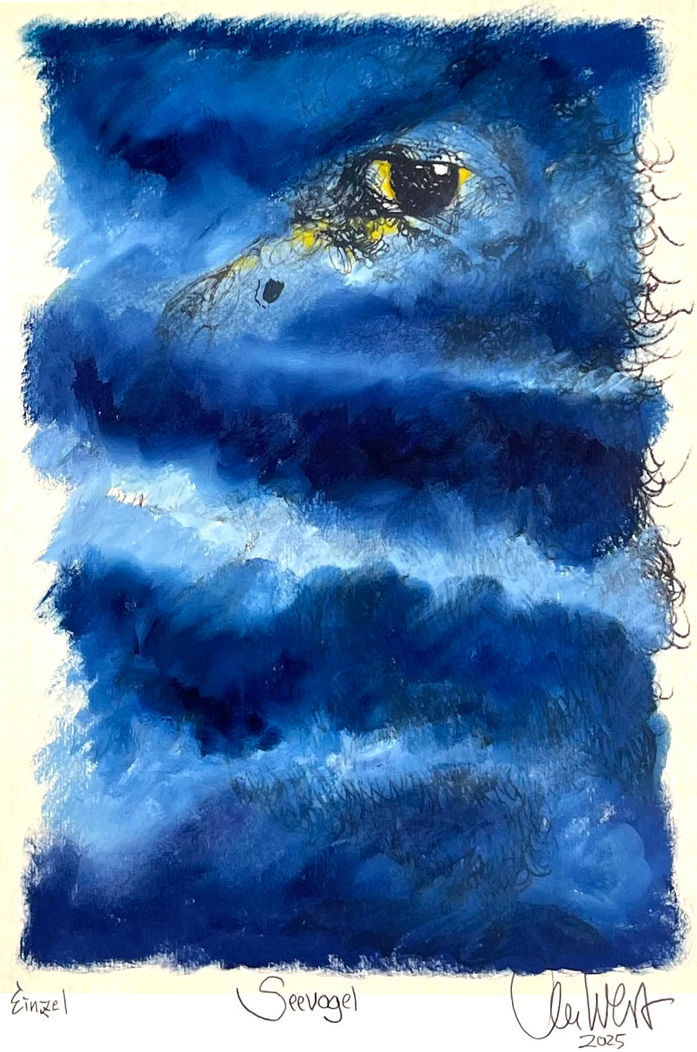 West, Ole, Seevogel, 29 x 21cm, Giclée überm. Öl