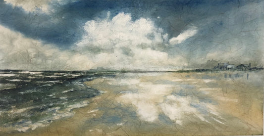 Radeloff, Jens, Sommer Brandung, Aquarell auf Japanpapier, 30 x 60 cm