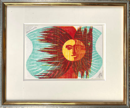 Hermanns, Gerhard, Sonnenengel, 15 x 22cm, 3/66, Holzschnitt, 1980