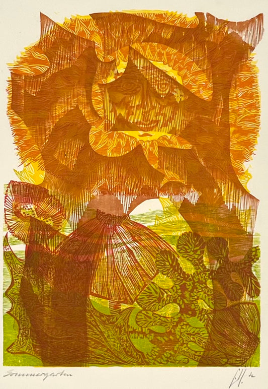 Hermanns, Gerhard, Sommergarten, 66 x 51cm, 1/1, Holzschnitt, 1972