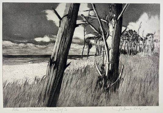 Werkmeister, Wolfgang, Sommerwolken am Darß, 38,5 x 58cm, Ostseezyklus, Radierung