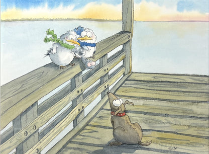 Entrich, Stephanie, Spaß an der Seebrücke, 30,1 x 39,6cm, Aquarell