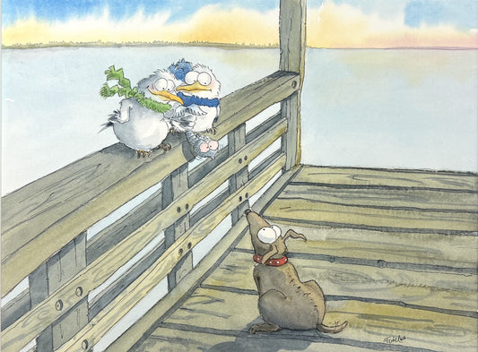 Entrich, Stephanie, Spaß an der Seebrücke, 30,1 x 39,6cm, Aquarell