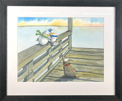 Entrich, Stephanie, Spaß an der Seebrücke, 30,1 x 39,6cm, Aquarell