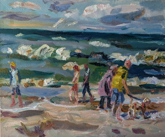 Lipp, Meike, Spaziergänger am Meer, 50 x 60cm, Ölgemälde, 2025