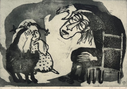 Beckmann, Otto, Spökengeschichten, 38,5 x 56cm, 1/10, Radierung, Blatt 13 aus der Schimmelreiter-Mappe