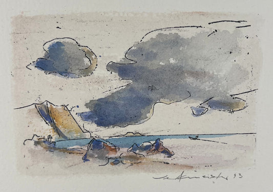 Werkmeister, Wolfgang, Steilküste, 8,5 x 12,7cm, Das kleine Format, Farbradierung, 1993