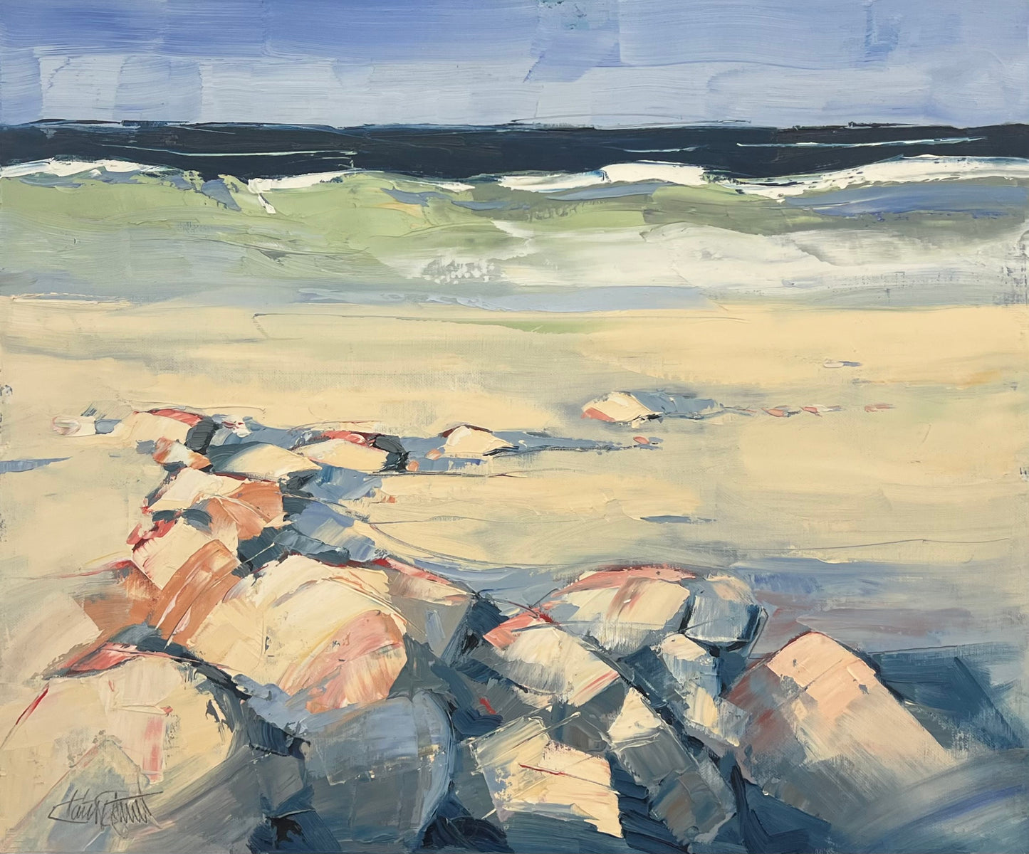 Tegtmeier, Claus, Steine am Strand, 50 x 60cm, Ölgemälde