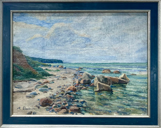 Clausen, Helmut, Steinküste, 34 x 43cm, Öl auf Leinwand, nur mit Rahmung