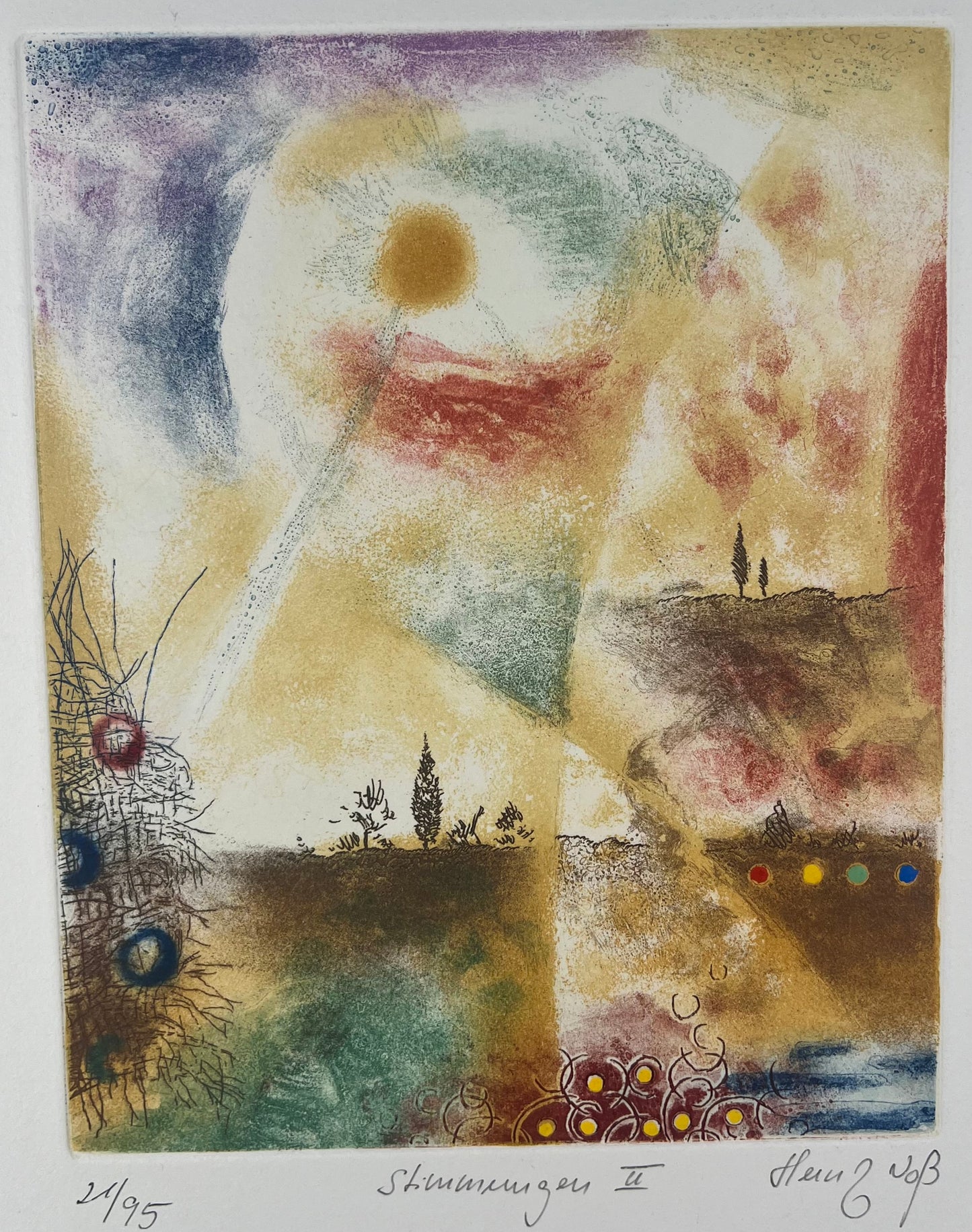 Voß, Heinz, Stimmungen II, 25 x 20cm, 21/95, Farbradierung