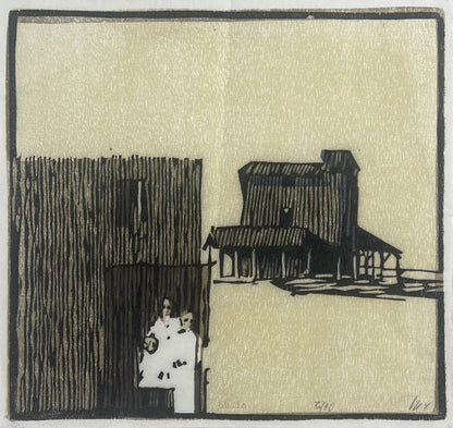 Knortz, Manuel, Strandbauten, 31 x 29,5cm, Holzschnitt